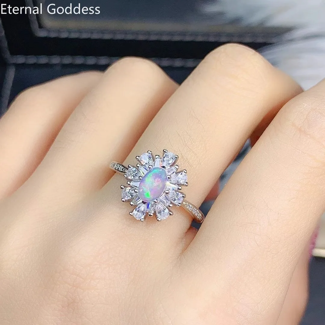 

925 Silver Jewelry Ring Opal Everyday Wear 4mm*6mm Natural Australian Opal Silver Ring Fashion Silver Opal Jewelry