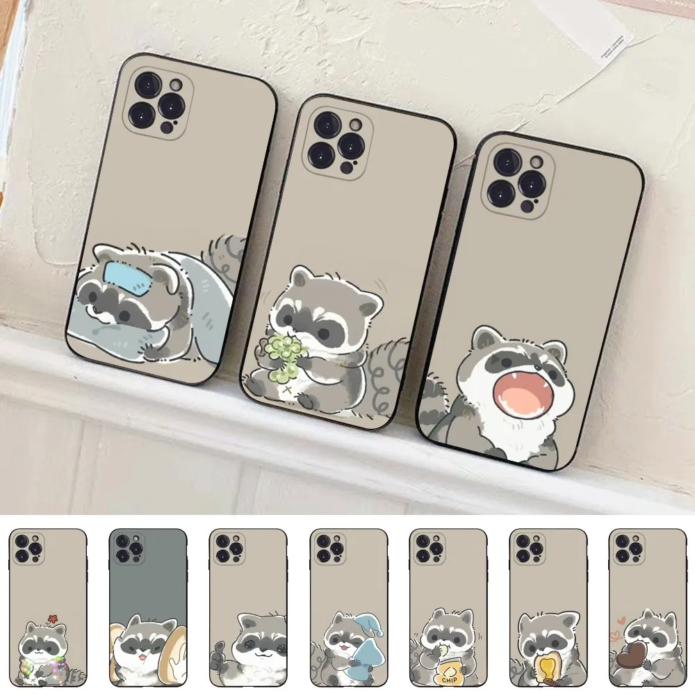 Raccoon Cute Phone Case Silicone Soft for iphone 15 14 13 12 11 Pro Mini XS MAX 8 7 6 Plus X XS XR Cover