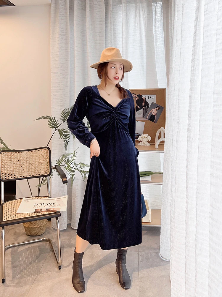 

Оригинальный ретро-топ Vogana с V-образным вырезом и узлом, бархатный, с эффектом утяжки на талии, большие размеры, женская одежда, длинные и короткие рукава