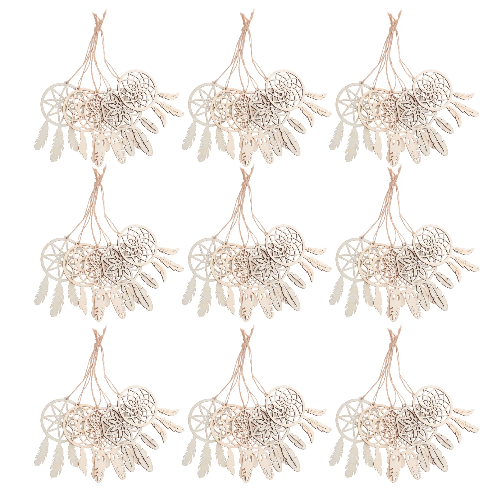 

50Pcs Wooden Dream Catchers Unfinished Cutouts DIY Boho Wall Hanging Bedroom Dorm Decor Painting Craft Supplies