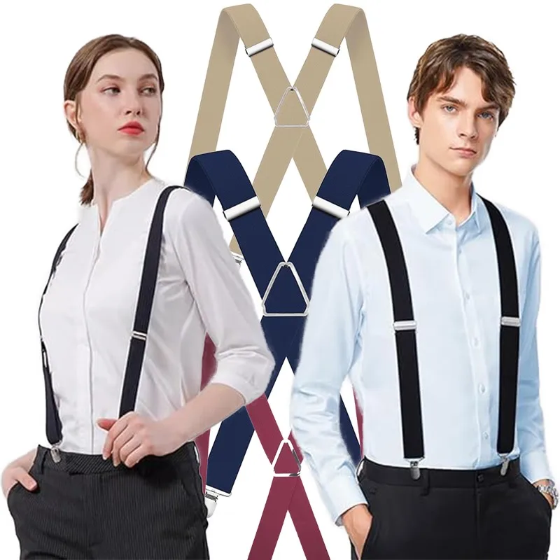 Tirantes elásticos de poliéster para hombre, 4 Clips, Vintage, para hombre y mujer, pantalones con tirantes, suspensión de boda para faldas, tirantes, 4 clips