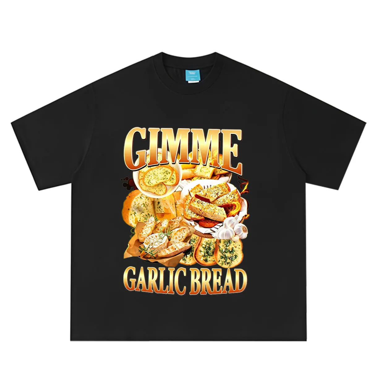 Gimme Garlic Bread Funny Meme T-Shirt Men Women Vintage T Shirt Summer Short-sleeved Loose Casual Oversized Punk Male T-shirts