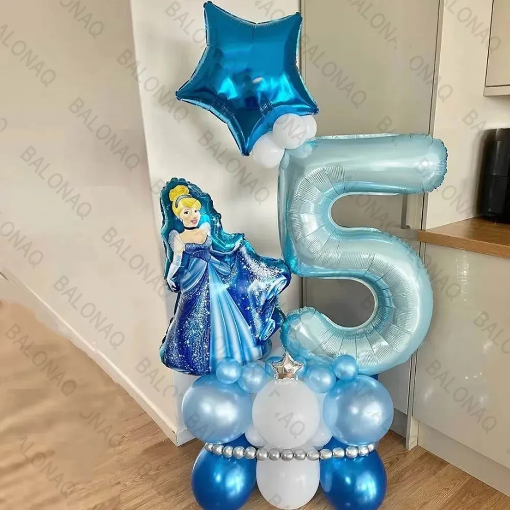 31pcs Cinderella Birthday Party Decor Foil Balloons Set Disney Princess Cinderella Balloon Party Favors Accessories Girls Gifts