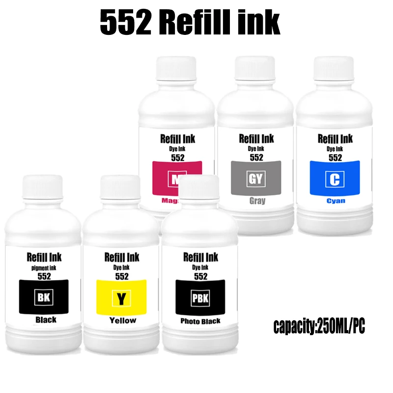 

Чернила для заправки Epson EcoTank L8160 L8168 L8180 L8188 ET-8500 ET-8550 EW-M973A3T EW-M873T, 250 мл, 552