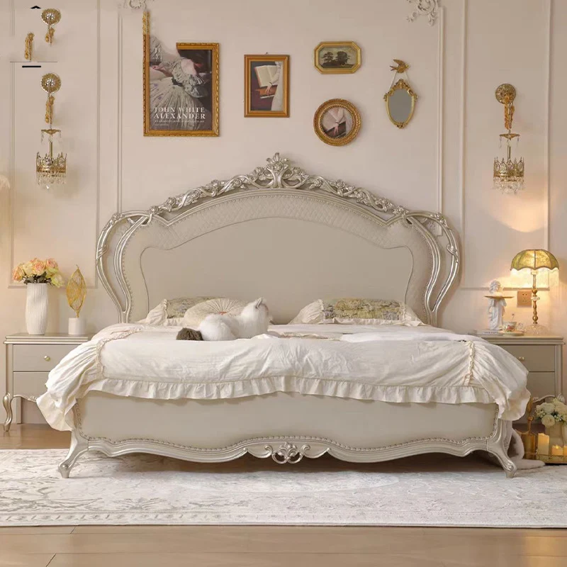 Normal Elegant Double Bed Frames Waterproof White Modern Single Bed Frames Lounges 180X200 Cm Cama Queen Bedroom Furniture