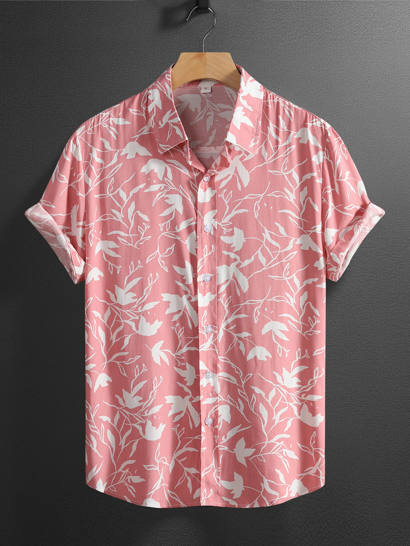 

Pink Coconut Tree Print Mens Hawaiian Shirt Short Sleeve Quick Dry Tropical Aloha Shirt Casual Party Vacation Beach Wear Shirt