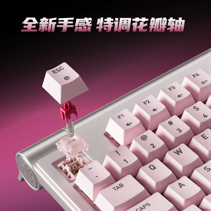 Keyboard Mekanik Gaming E-sports CHERRY MX8.3 Blossoms Aluminium dengan BOX Nirkabel Tri-model RGB 8000Hz Aksesori PC