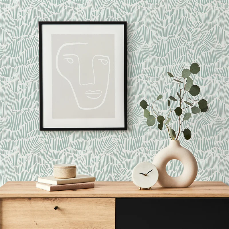 Vintage Geometric Peel and Stick Wallpaper Ethnic Petals Leaves Lines Texture Self-adhesive Wall Sticker Removable Contact Paper