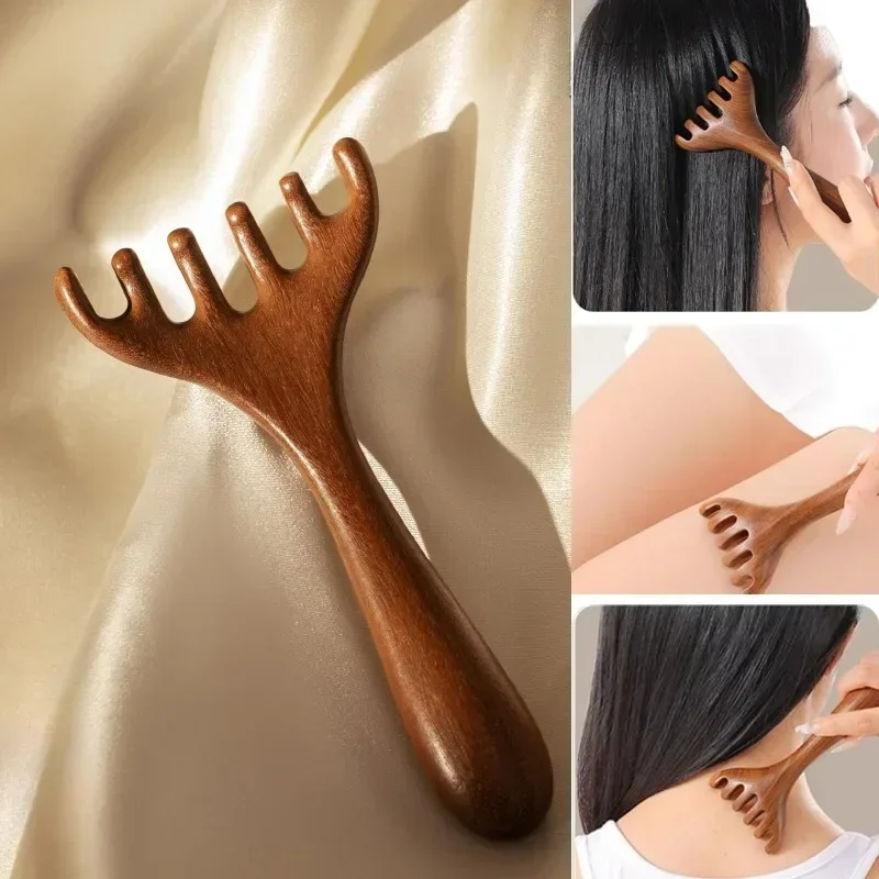 

1Pc Wooden Head Massager Scalp Gua Sha For Body Neck Leg Massage Six Claw Head Scraping Stick Massage Scraping Claw Massage