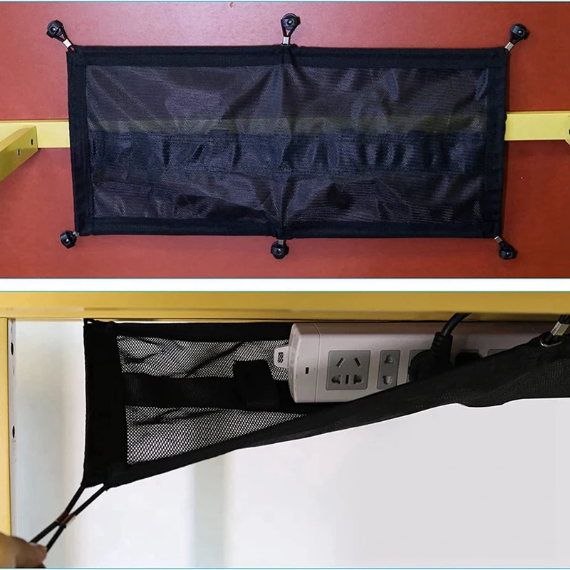 2X Cable Management Net - Under Desk Wire Management - Flexible Under Desk Cable Management Tray B