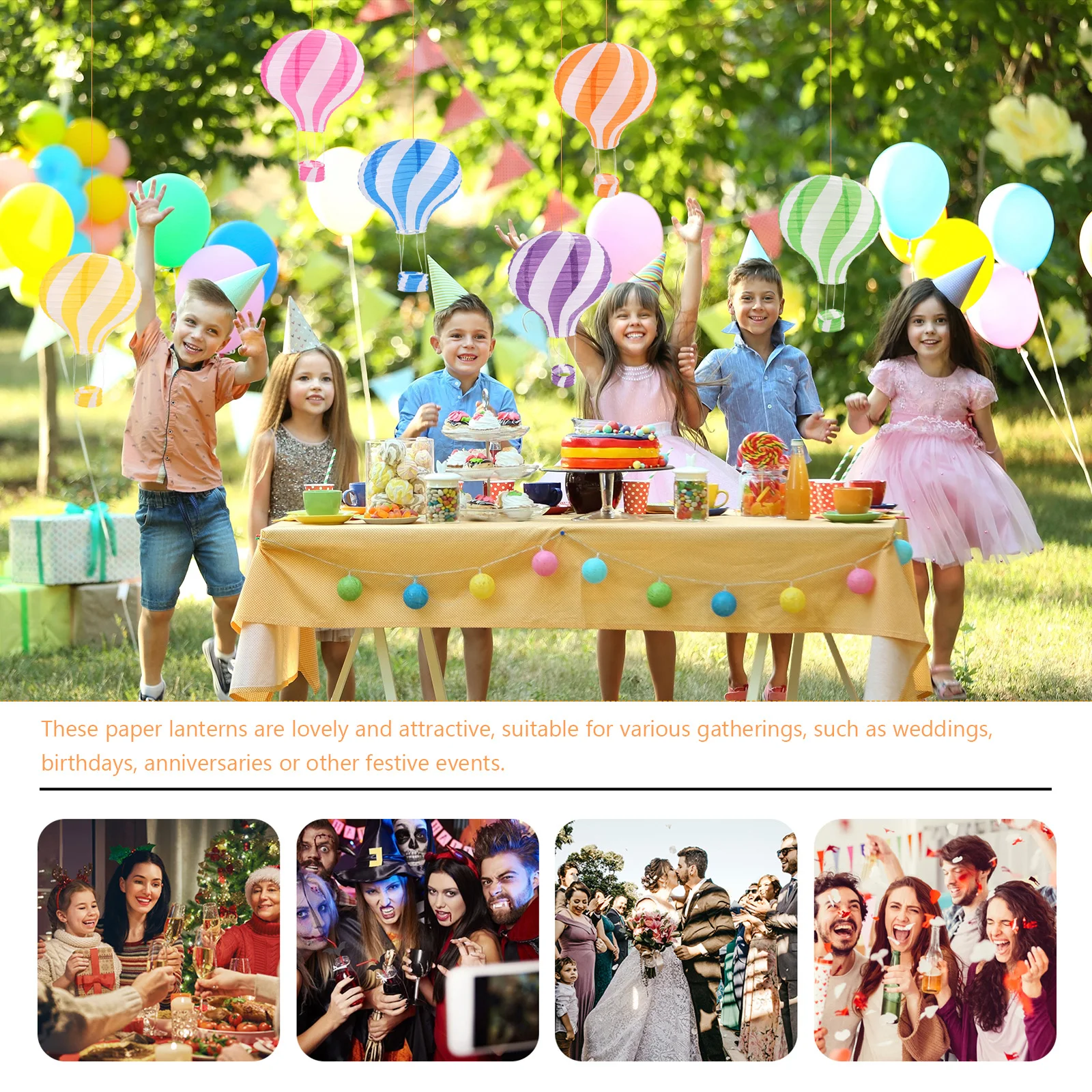 

6pcs Hot Air Paper 12inch Colorful Folding Decorative Lights for Birthday Party HomeDecoration