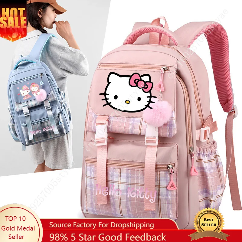

Рюкзак Sanrio Hello Kitty для девочек начальной школы, водонепроницаемый, большой вместимости, подходит для учащихся средней школы.
