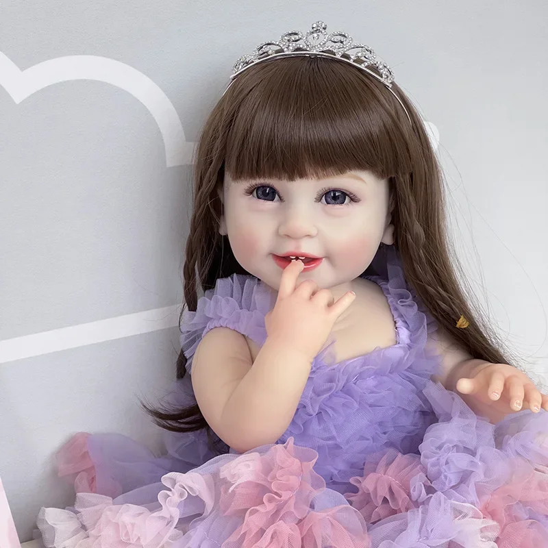 55CM Lifelike Reborn Toddler Gilr Doll Full Body Silicone Soft Touch Handmade 3D Skin Multiple Layers Painting doll