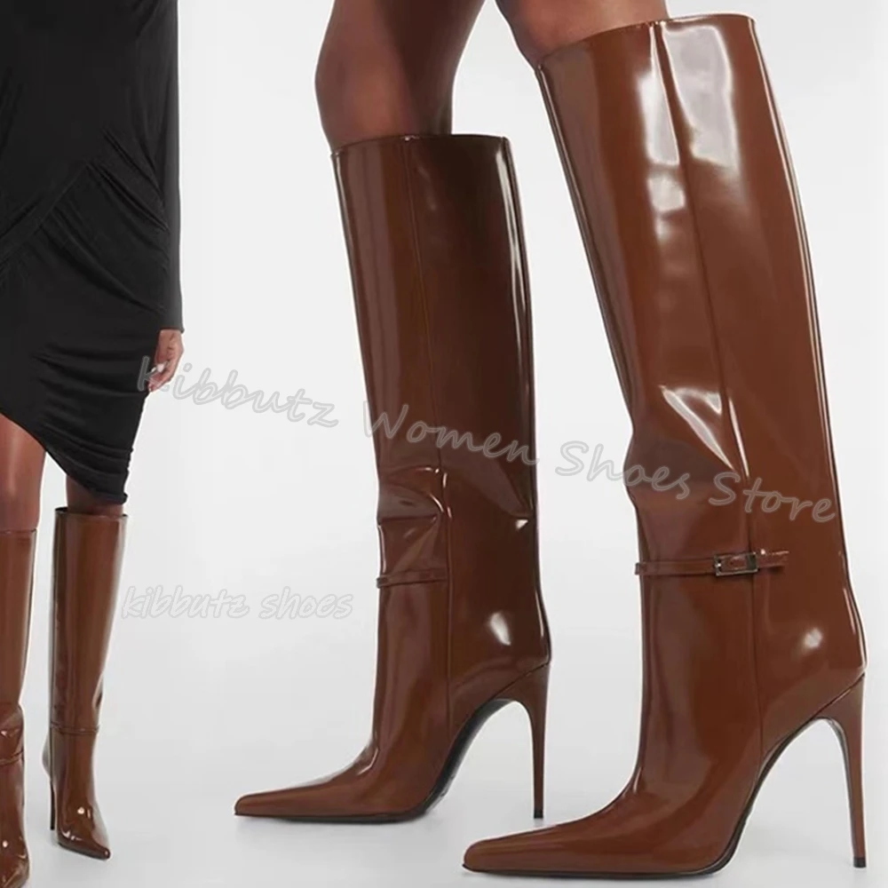 Bottes hautes d'équitation en cuir véritable pour femmes, chaussures à enfiler, document solide, ceinture, concis, sexy, mode élégante, plus récent, point Parker