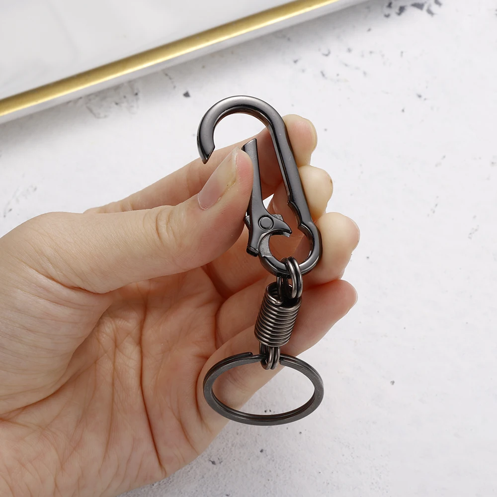 Carabiner Elastic Spring Key Chain Metal Gourd Buckle Clasp Car Strong Retractable Hanging Keychain Simple Climbing Hook Keyring