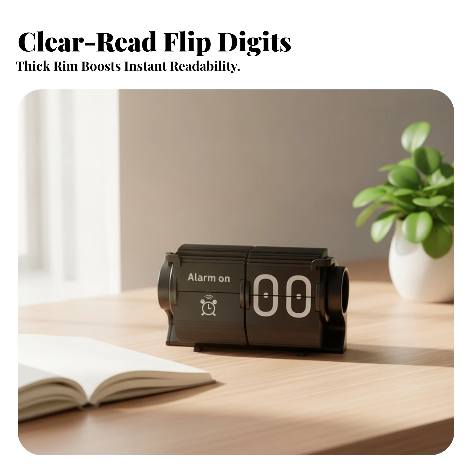 Flip Alarm Clock Large Numbers Flip-Page Clock with Alarm Retro Mechanical-Style for Students, Nightstand, Home Office