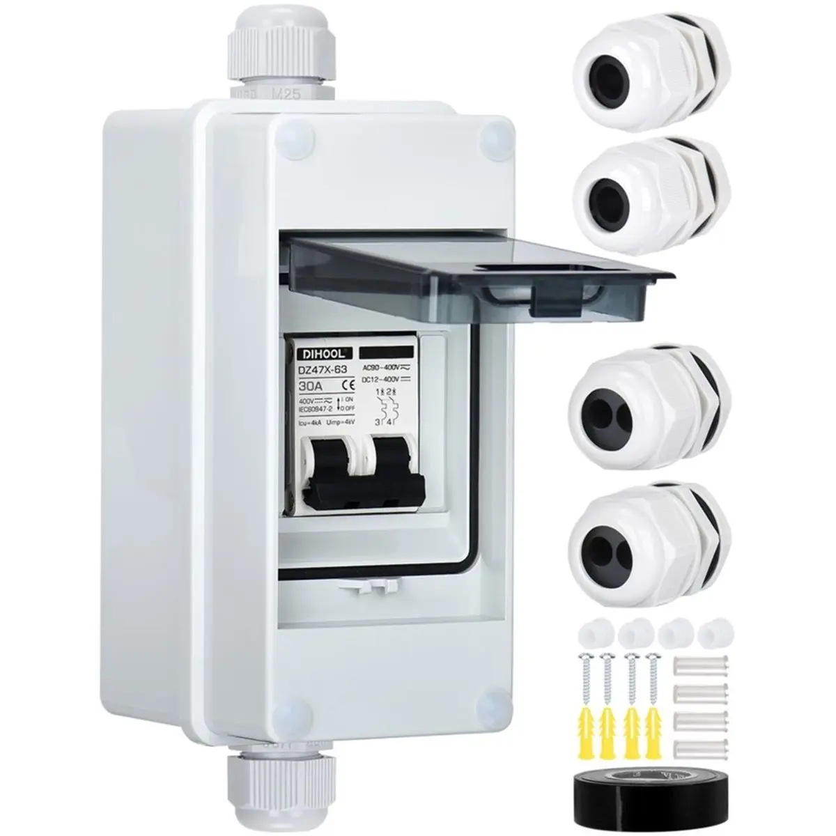 【50% OFF】1set DC Isolation Switch Outdoor Waterproof, IP65 Box Type Non- Photovoltaic Array Isolator,Dual Pole 12-400V