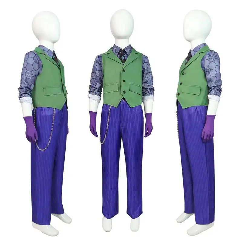 Az15Kids Joker Cosplay disfraz Top pantalones conjunto completo disfraz para adultos hombres niños ropa Halloween carnaval parte traje