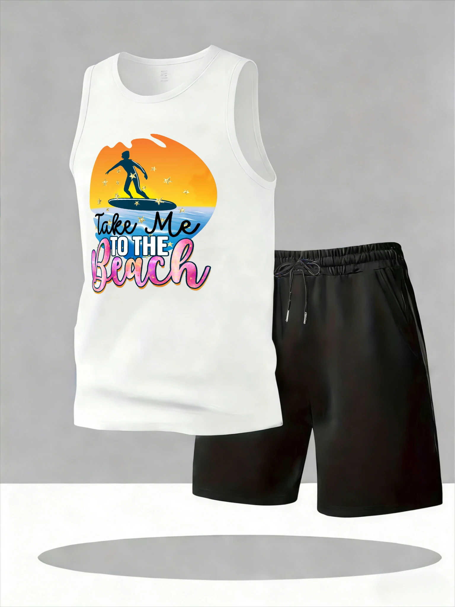 

Men's Tank Top Sets 2026 Summer Quick drying oversize beach crewneck running Breathable sports men's chandals two-piece set