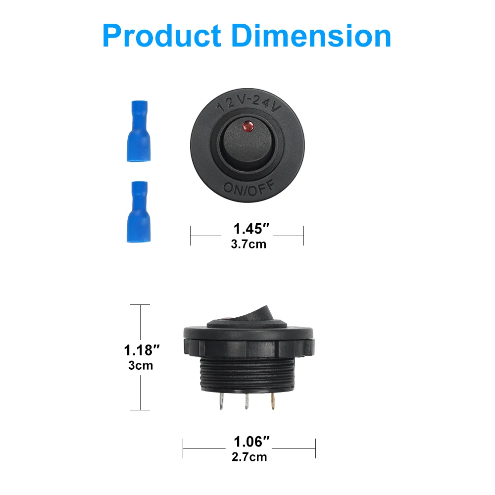 ON/OFF Round Rocker Toggle LED Switch 3 Pin 12V 20A Car Dashboard Dash Boat Truck Push Button Switchs Socket Car Accessories