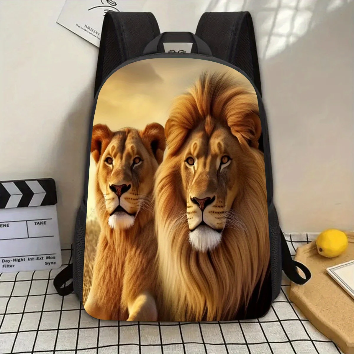 

1 Piece Lion Pattern 17 Laptop Backpack with Water Bottle Holder - Lightweight and Durable Teen and Adult School Backpack