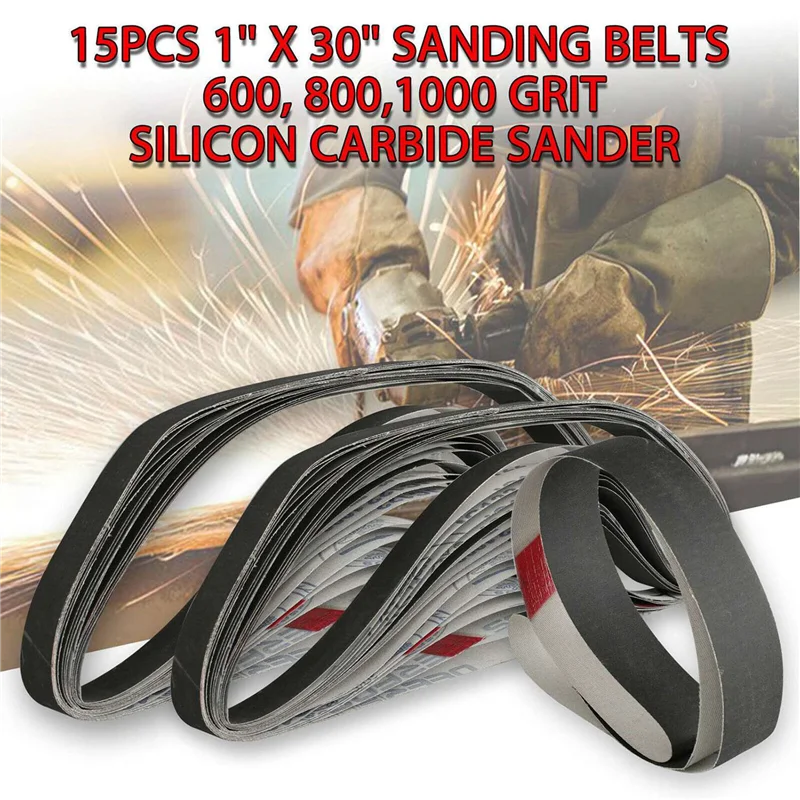 

AB42-30PCS 1 Inch X 30 Inch 600/800/1000 Grit Sanding Belts Grinding Polishing Aluminum Oxide