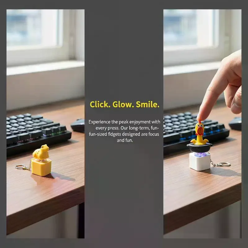 Chicken Frog Keyboard Fidget Toys Keychain Finger Clicker Ideal For Daily Stress Management