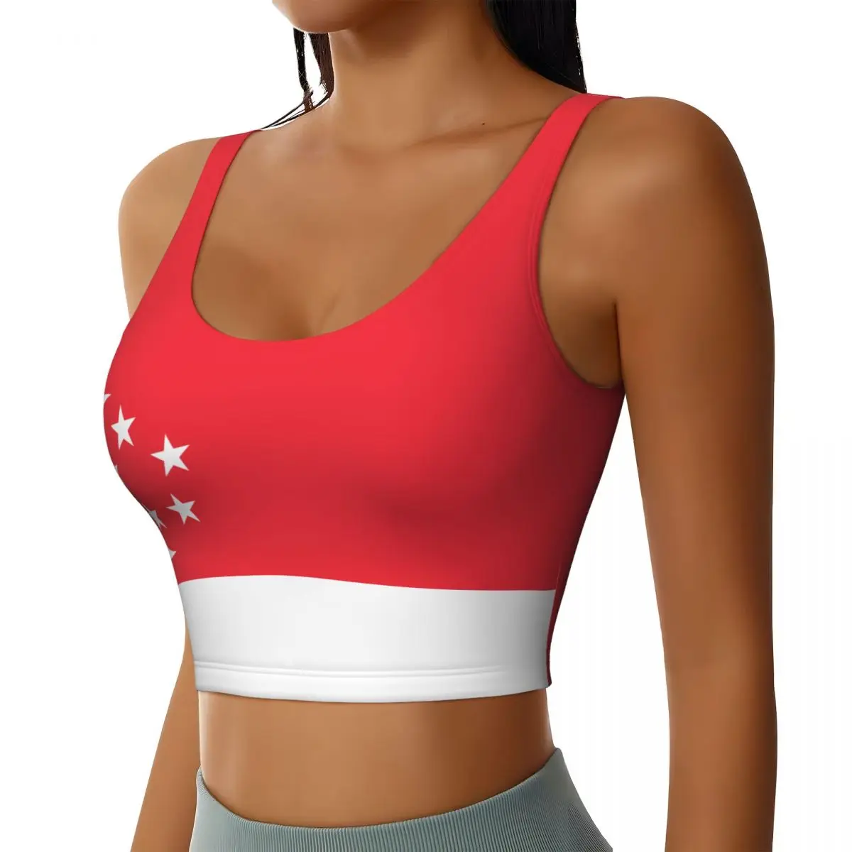 2026 Singapore Flag Print Women Activities Sports Vest Yoga Vest Workout Vest for Women Lightweight Trendy