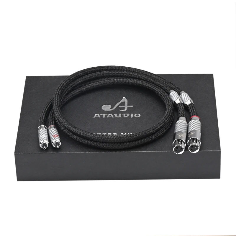Ataudio hifi rca zu xlr audio kabel 7n occ kern kohle faser rhodiniert 2rca männlich zu 2xlr buchse für lautsprecher mischer verstärker 4