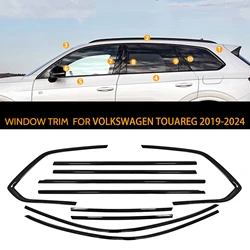 For Volkswagen VW Touareg 2019-2024 Exterior Window Molding Cover Trim Weatherstrips Gloss Black Door Side Seal Strip Styling