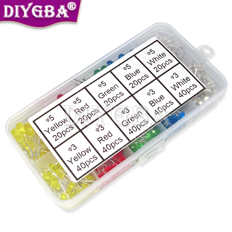 10Values 3mm 5mm LED Light White Yellow Red Green Blue 300PCS/Set Assorted Kit DIY LED Set 3V 20mA New Original LED Diode