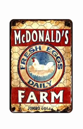 1pcs McDonalds' Dairy Farm  Food Vintage Advertising Wall Art Tin Sign  8 x 12