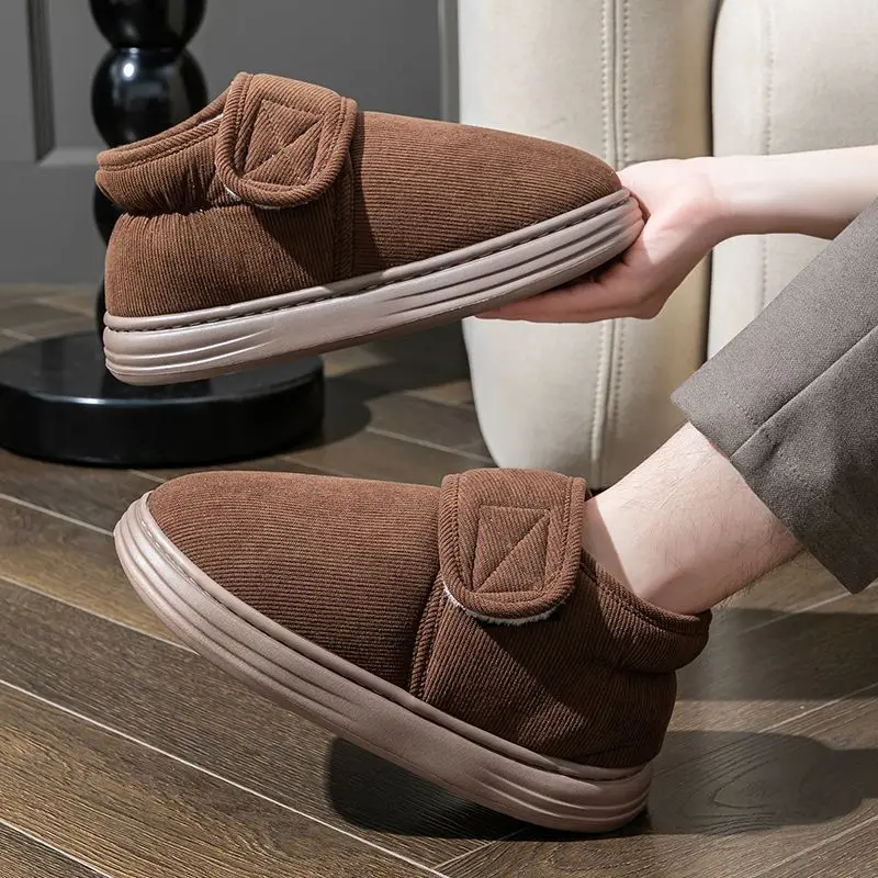 Plus Size Men's Winter Indoor Furry Slippers Non Slip Thermal Cotton Shoes for Home Warmth Comfort Shoes for Men