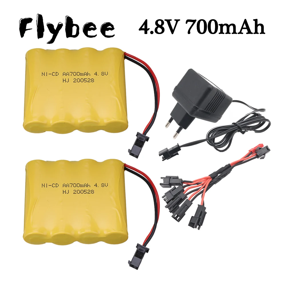 700Mah 4.8V Batterij Voor Rc Speelgoed Auto 'S Tanks Robots Geweren Boten 4.8V Ni-Cd Acculader Aa 4.8V 700Mah Oplaadbare Batterij