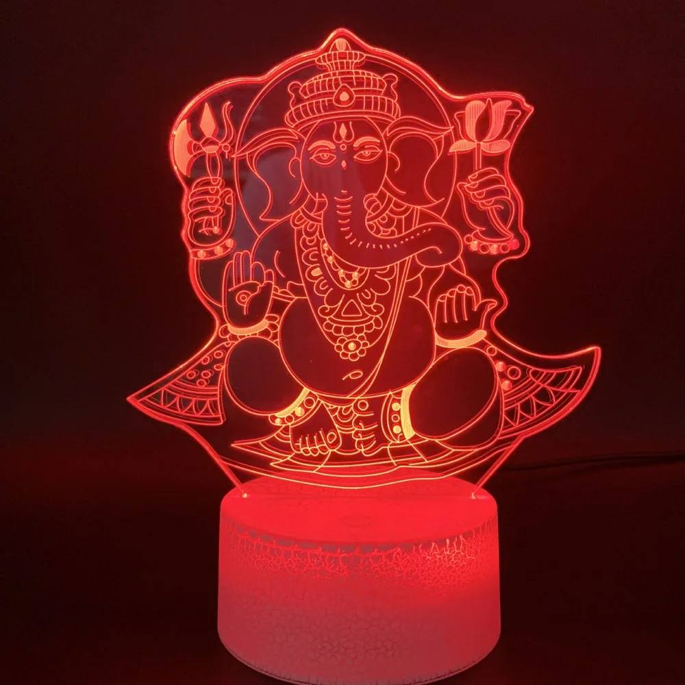 Nighdn luz nocturna Led para niños, lámpara de ilusión 3D, elefante, Buda, 7 colores cambiantes, decoración de la habitación del hogar, regalos de cumpleaños