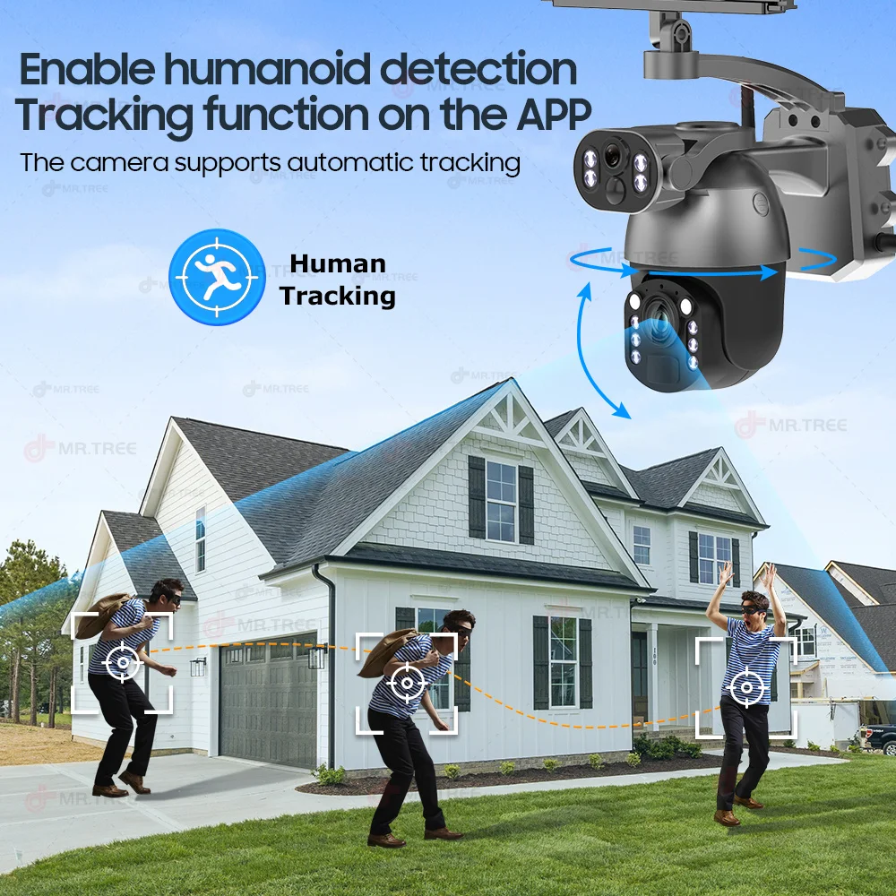 10MP 4K 50X Optical Zoom Video Solar Camera 4G SIM CCTV Outdoor SurveillanceWiFi Home Security PTZ Motion Detect IP Tracking Cam