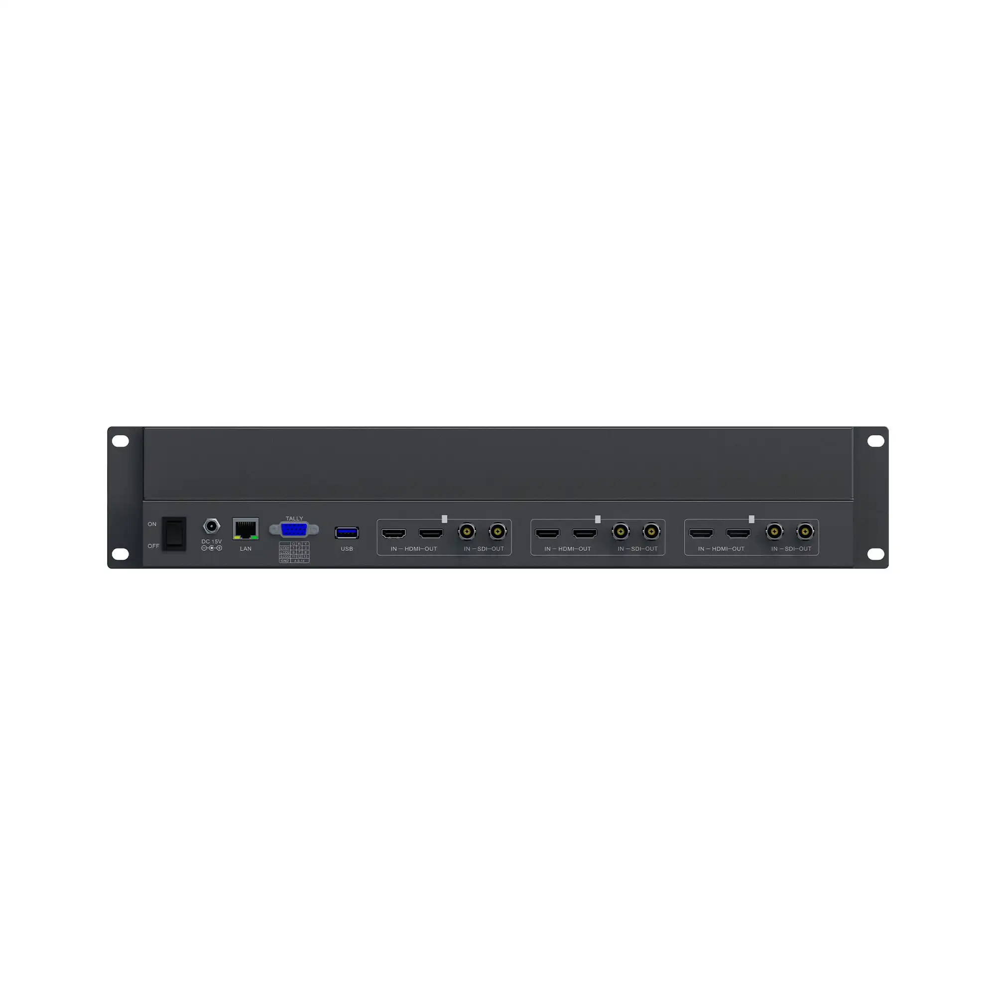 Full hd 2RU 5 Inch Rack Mount Triple surveillance with SDI HDMI LAN  Remote Control for Broadcast
