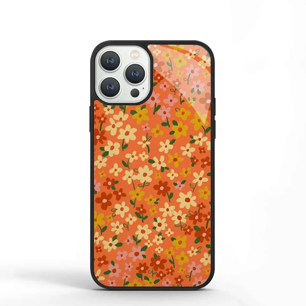 Coral Floral Pattern Phone Case For IPhone 11 12 13 14 15 Plus Pro Max Mirror Acrylic PC TPU Cover