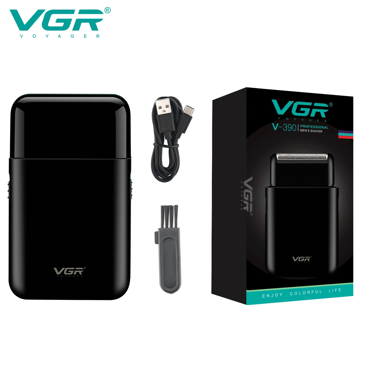 VGR 휴대용 미니 전기 면도기, 전문가용 면도기, USB 충전 수염 트리머, 남성용 V 390