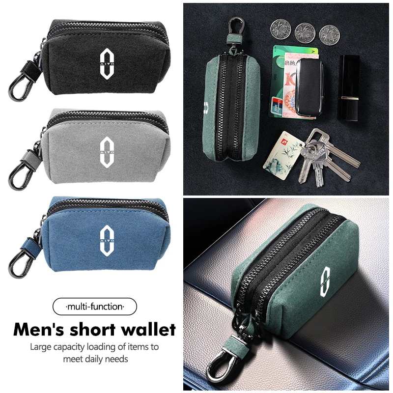 

Car Portable Short Wallet Credit ID Card Coin Zipper Purse For Aito M5 M7 2022 2023