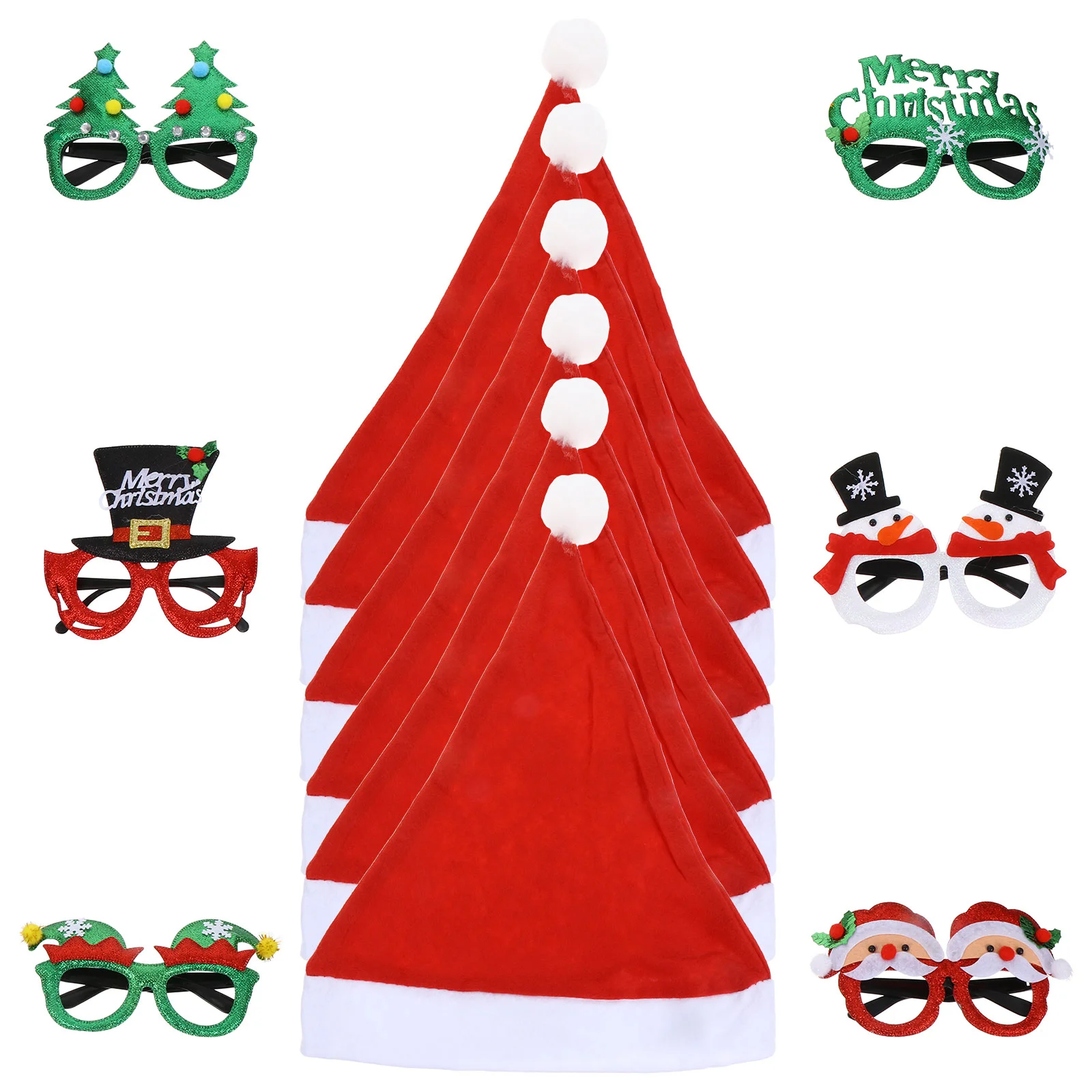 

Christmas Glasses Photo Props Xmas Party Favor Supply Frames Eyeglasses Plastic Ornament Headbands Hat