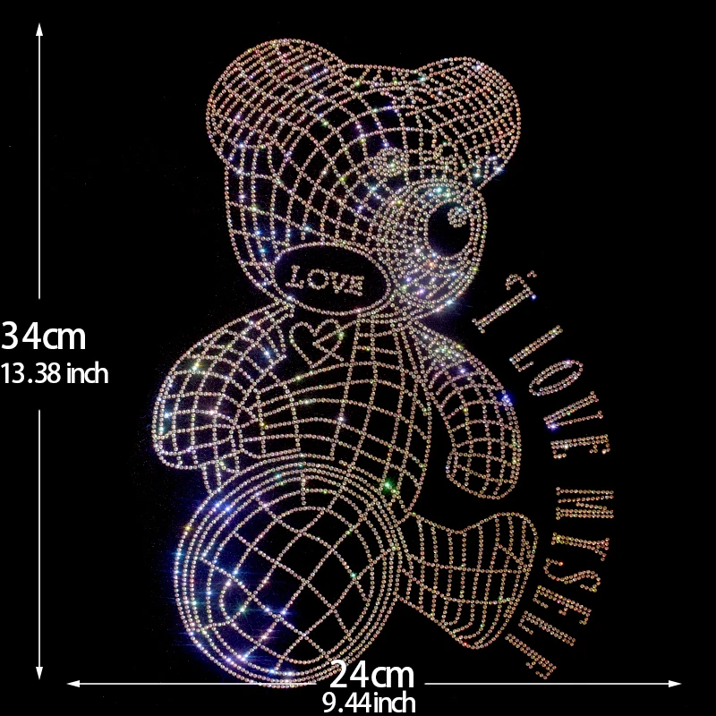 

High-quality Rhinestone bear pattern ironed on sweaters, sweatshirts, T-shirt coats and fashion patches for clothing accessories