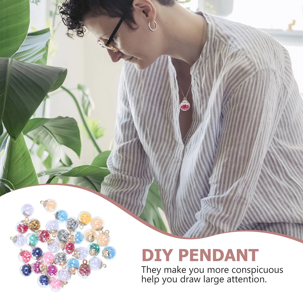 

60 Pcs Glass Ball Pendant DIY Hanging Pendants Charms Jewelry Keychain Simple Earrings