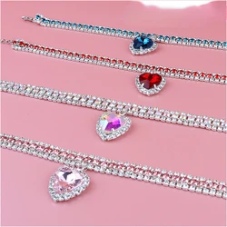 New Pet Collar Cat AccessoriesPet Cat Collar Love Pendant Three Row Diamond Necklace Cat Necklace Pet Accessories Cat Collar