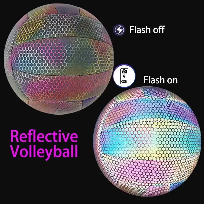 

1pc Professional Reflective Shiny Volleyball For Kids And Adult Outdoor Beach Training Entertainment At Night, Size 5