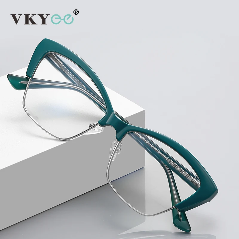 VICKY Personalized Butterfly Geometric Design Near Vision Far Vision Anti Blue Light Glasses Customizable Prescription PFD2176