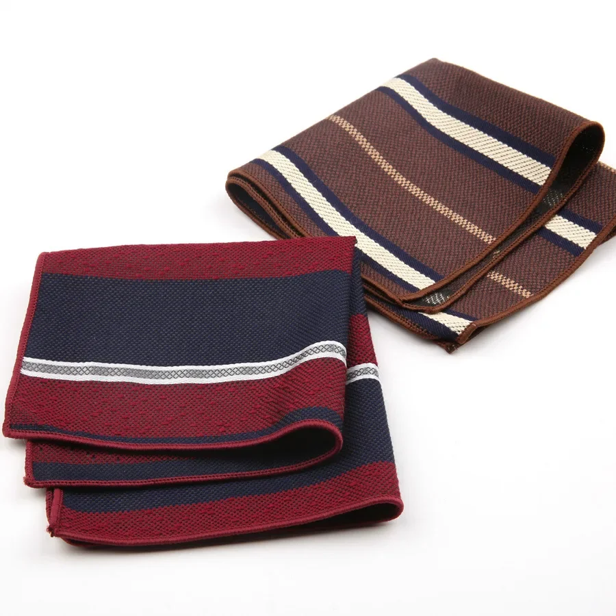 مزيج القطن 24 سنتيمتر عالية الجودة جيب مربع القهوة النبيذ الأسود مخطط زهرة المناديل صالح رجل العريس الزفاف الرسمي المنديل