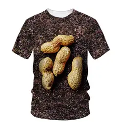 New Summer Men's 3d Printed T-Shirt Peanut Sunflower Seed Pattern Casual O Collar Short Sleeve Fun Creative Plus Size Loose Top