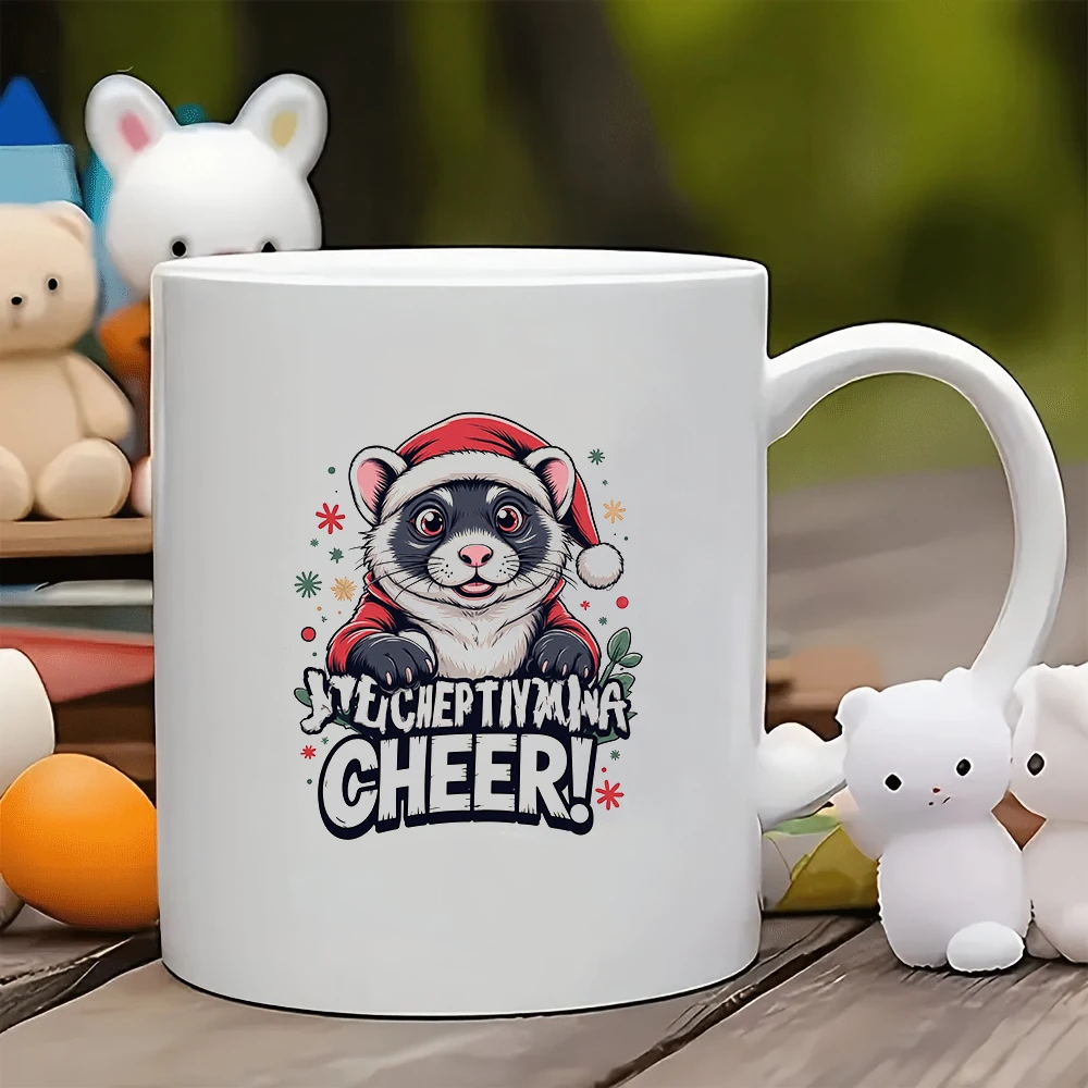 

11oz cartoon Christmas raccoon mug + kids cup + family office coffee cup Christmas gift set
