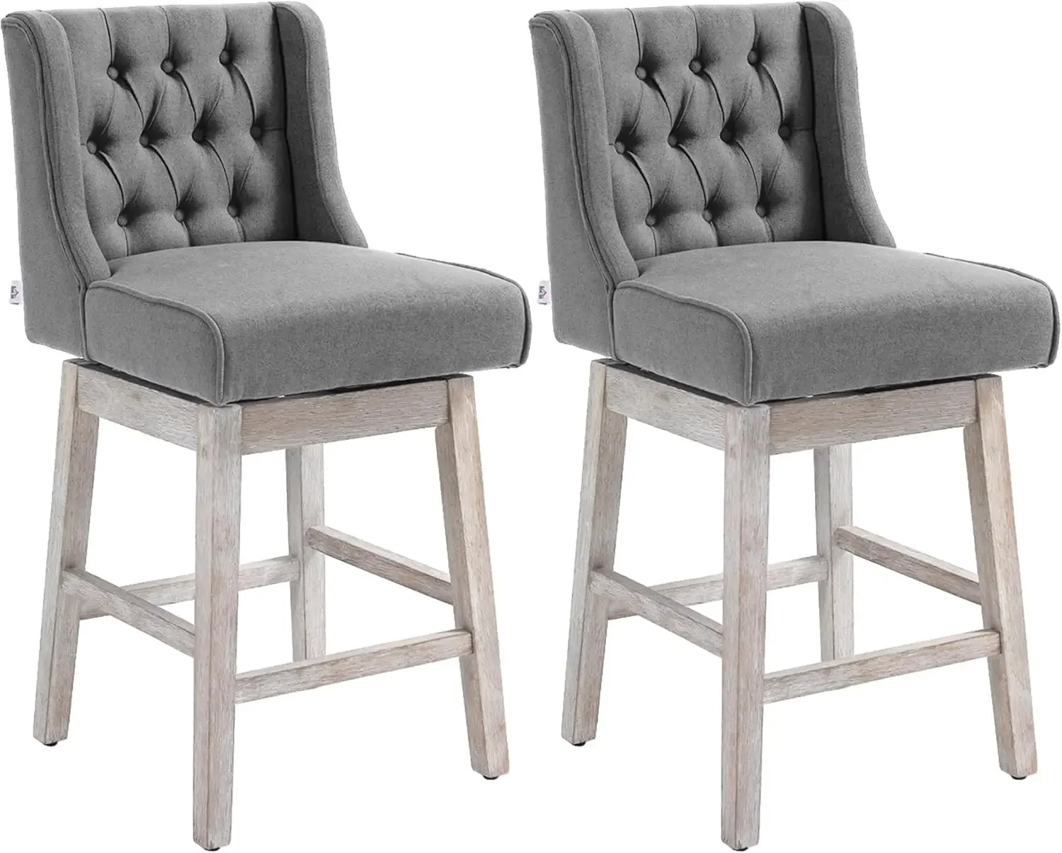 HOMCOM Counter Height Bar Stools Set of 2, 180 Degree Swivel Barstools, 27